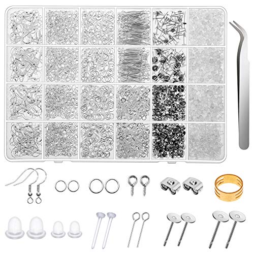 Hypoallergenic Earring Making Kit, Thrilez 3080Pcs Earring Supplie...