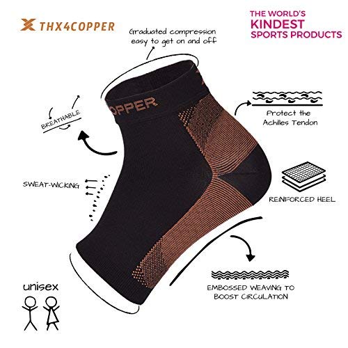 Thx4 Copper Compression Recovery Foot Sleeves for Men & Women, Cop...