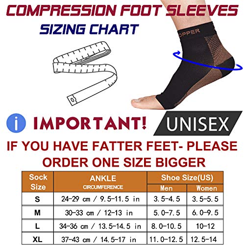 Thx4 Copper Compression Recovery Foot Sleeves for Men & Women, Cop...
