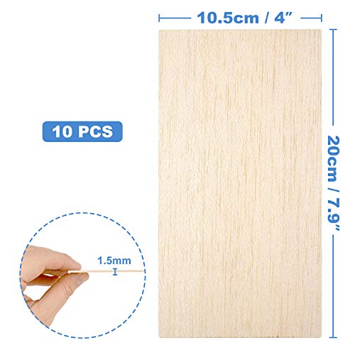 10 Pack Balsa Wood Sheets, Natural Unfinished Wood for House Aircr...