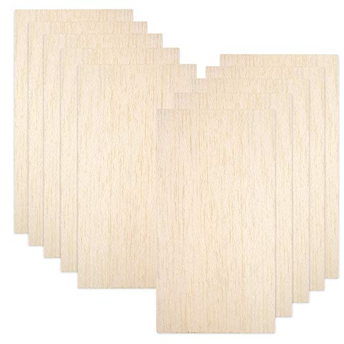 10 Pack Balsa Wood Sheets, Natural Unfinished Wood for House Aircr...