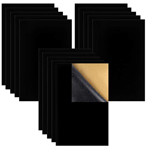 15PCS Black Velvet Fabric Sticky Back Adhesive Back Sheets, Self A...