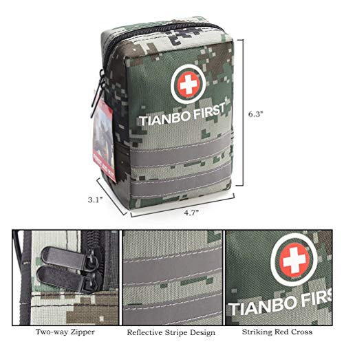 120 Pieces First Aid Kit, Tactical Trauma Kit Reflective Stripe, G...
