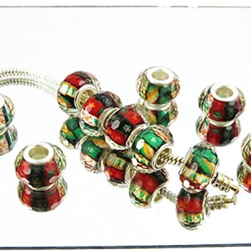TianBo 100 Pcs Silver Plated core Bulk Surreal Colors Murano Chris...