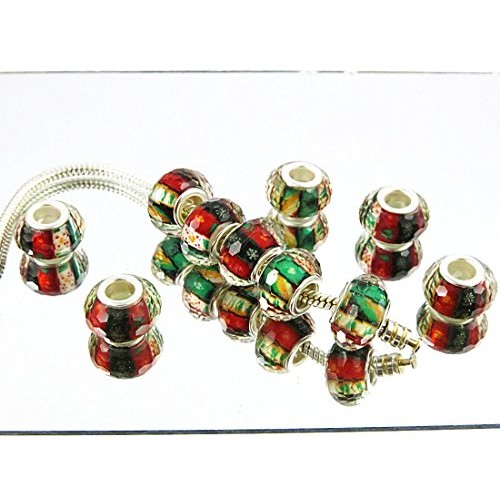 TianBo 100 Pcs Silver Plated core Bulk Surreal Colors Murano Chris...