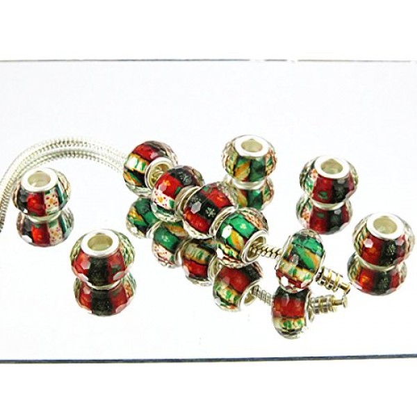 TianBo 100 Pcs Silver Plated core Bulk Surreal Colors Murano Chris...