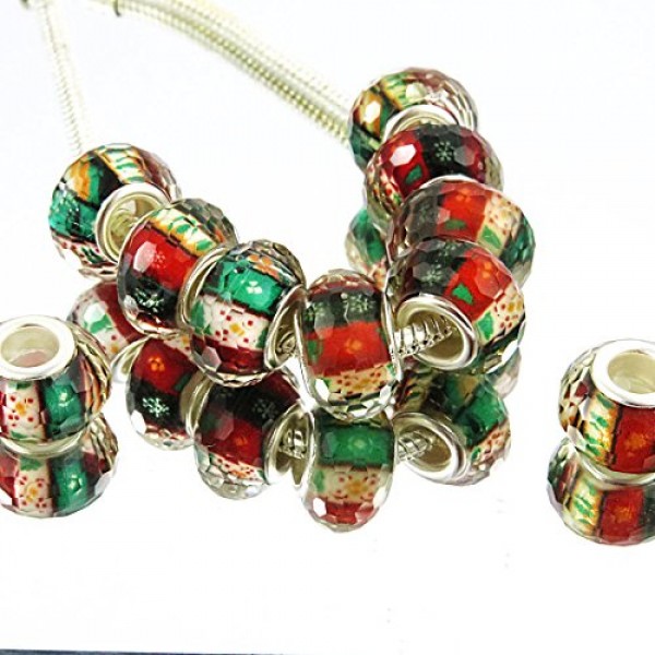 TianBo 100 Pcs Silver Plated core Bulk Surreal Colors Murano Chris...