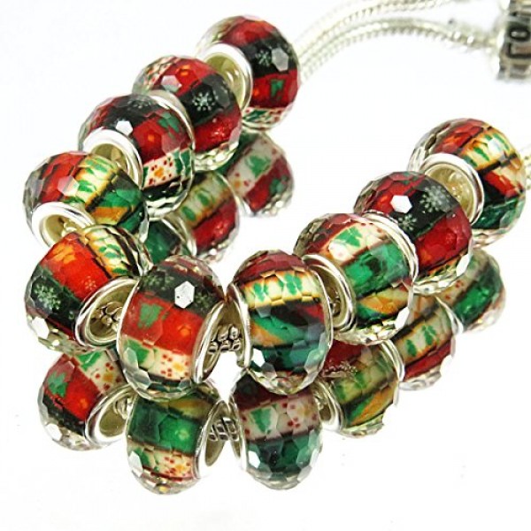 TianBo 100 Pcs Silver Plated core Bulk Surreal Colors Murano Chris...