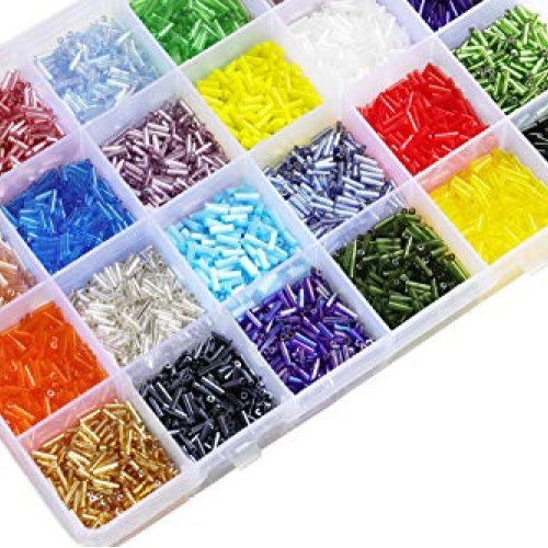 Tibaoffy Crafts Glass Bugle Beads 6mm Tube Spacer Beads Beading Ne...