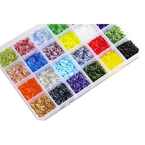 Tibaoffy Crafts Glass Bugle Beads 6mm Tube Spacer Beads Beading Ne...