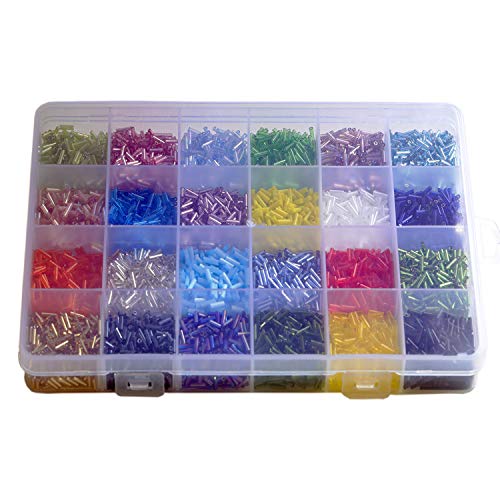 Tibaoffy Crafts Glass Bugle Beads 6mm Tube Spacer Beads Beading Ne...