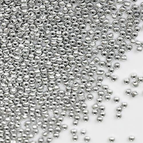 Tibaoffy Size 6/0 Crafts Glass Seed Beads 4mm Silver Beads for Jew...