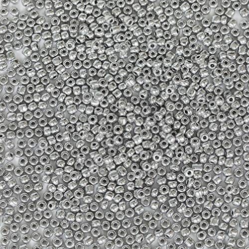 Tibaoffy Size 6/0 Crafts Glass Seed Beads 4mm Silver Beads for Jew...