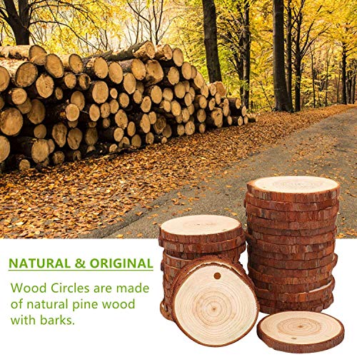 Natural Wood Slices TICIOSH 50 Pcs 2.4-2.8 inches Craft Unfinished...