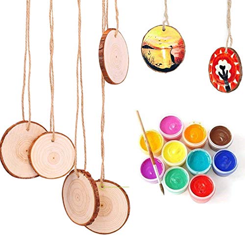 Natural Wood Slices TICIOSH 50 Pcs 2.4-2.8 inches Craft Unfinished...