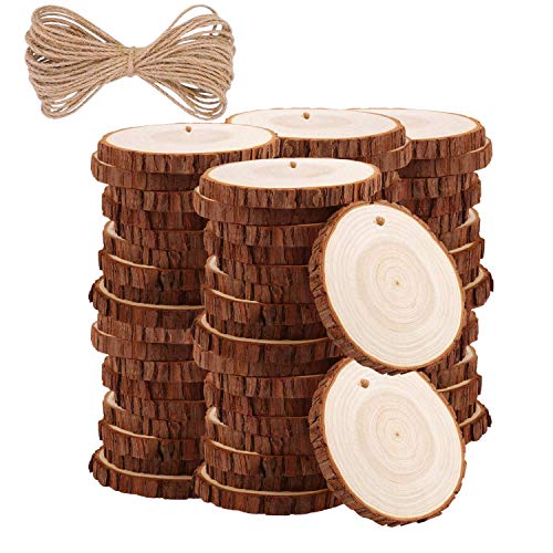 Natural Wood Slices TICIOSH 50 Pcs 2.4-2.8 inches Craft Unfinished...