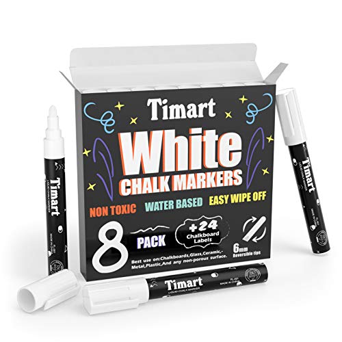 TIMART 8 Pack Liquid Chalk Markers, Bold Wet & Dry Erase Marker Pe...
