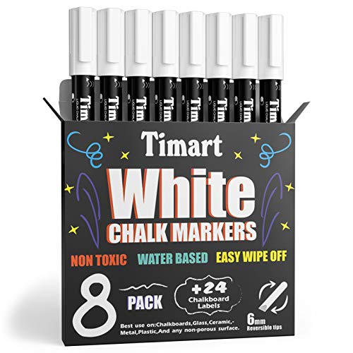 TIMART 8 Pack Liquid Chalk Markers, Bold Wet & Dry Erase Marker Pe...