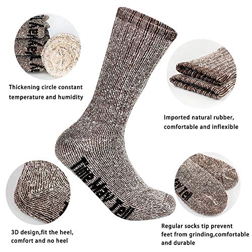 Time May Tell Mens Merino Wool Hiking Cushion Socks Pack 2Brown,L...