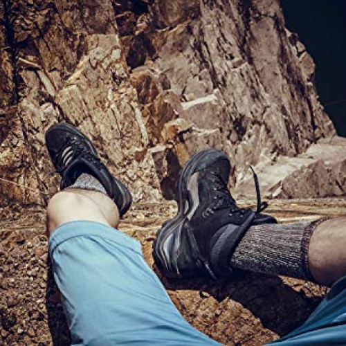 Time May Tell Mens Merino Wool Hiking Cushion Socks Pack 2Brown,L...