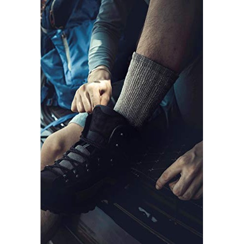 Time May Tell Mens Merino Wool Hiking Cushion Socks Pack 2Brown,L...