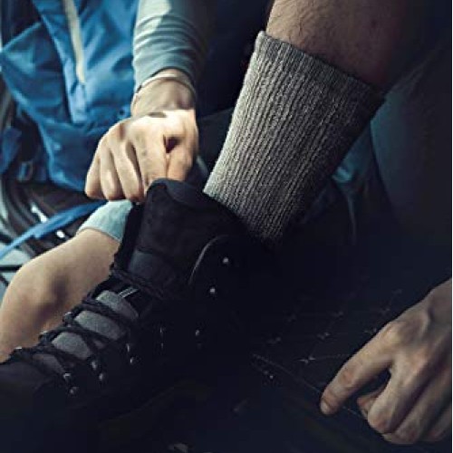 Time May Tell Mens Merino Wool Hiking Cushion Socks Pack 2Brown,L...
