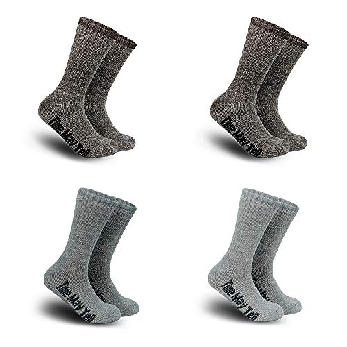 Time May Tell Mens Merino Wool Hiking Cushion Socks Pack 2Brown,L...