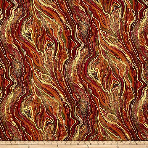Timeless Treasures 0330564 Comfort & Joy Metallic Swirl Harvest Fa...