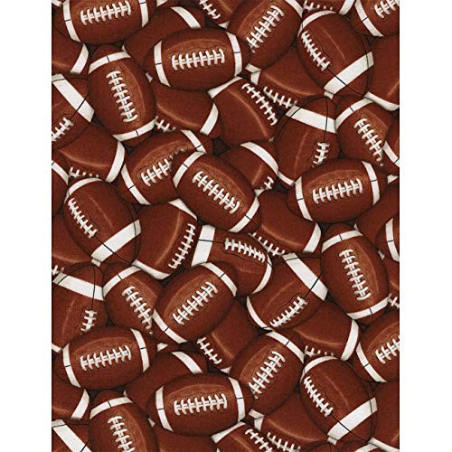 Timeless Treasures 0451708 Packed Footballs Fabric by The Yard, Brown