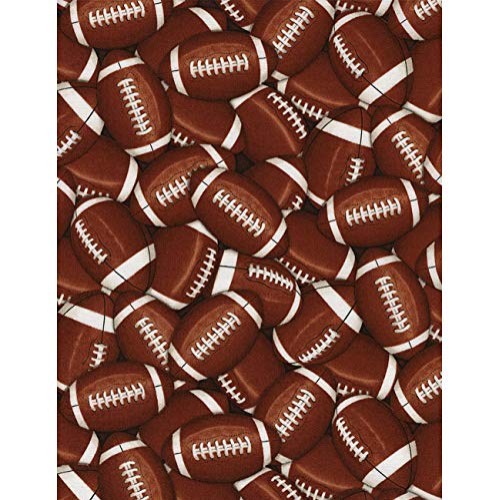 Timeless Treasures 0451708 Packed Footballs Fabric by The Yard, Brown
