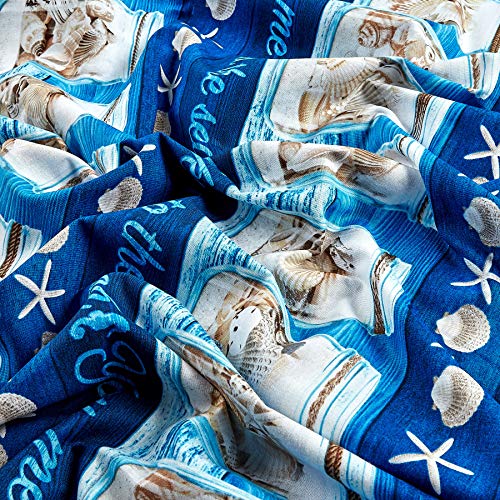 Timeless Treasures Beach is My Happy Place Stripe Blue Fabric by T...
