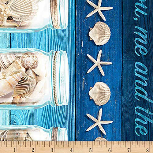 Timeless Treasures Beach is My Happy Place Stripe Blue Fabric by T...