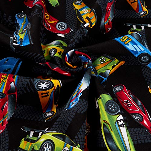 Timeless Treasures Black Race Cars Fabric by The Yard
