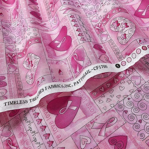 Timeless Treasures CC-410 Hearts of Hope Pink Fabric by the Yard