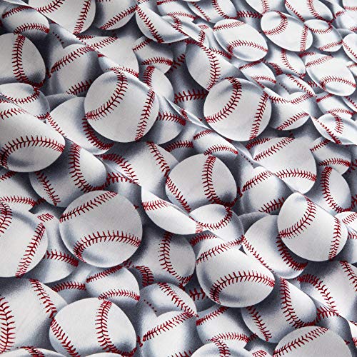 Timeless Treasures CC-417 Baseball Toss White Fabric by the Yard