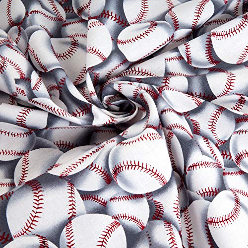 Timeless Treasures CC-417 Baseball Toss White Fabric by the Yard
