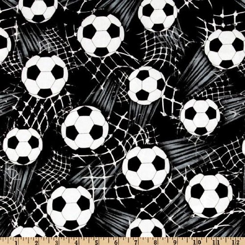 Timeless Treasures CJ-153 Soccer Balls Black Fabric by the Yard
