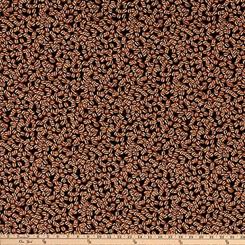 Timeless Treasures Coffee Break Coffee Beans Fabric, Black, Fabric...