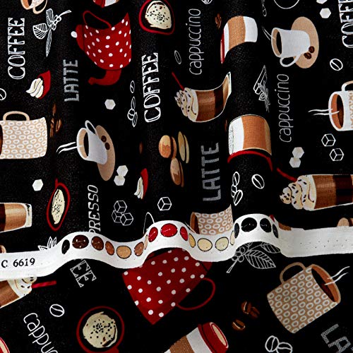 Timeless Treasures Coffee Break Mixed Coffees Fabric, Black, Fabri...
