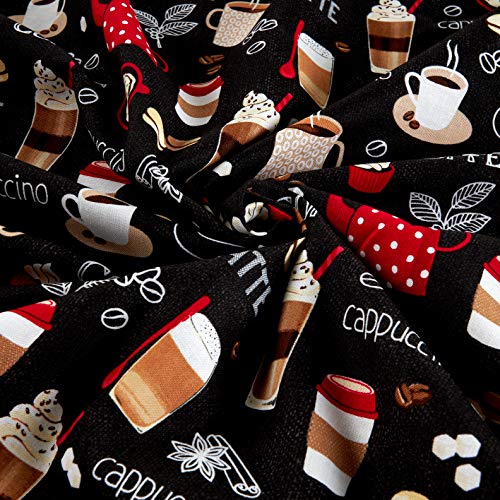 Timeless Treasures Coffee Break Mixed Coffees Fabric, Black, Fabri...