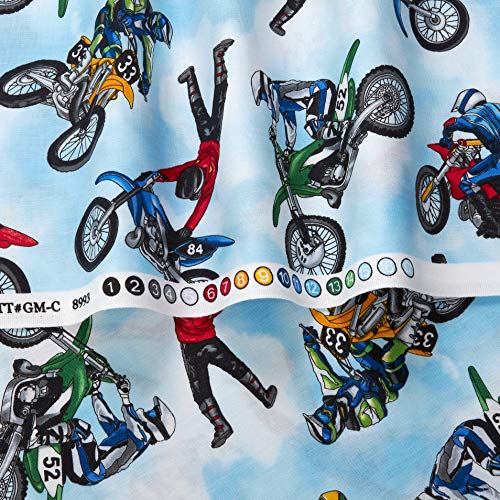 Timeless Treasures Dirt Bikers Sky Blue, Fabric by the Yard