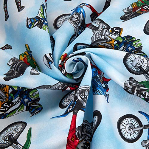 Timeless Treasures Dirt Bikers Sky Blue, Fabric by the Yard