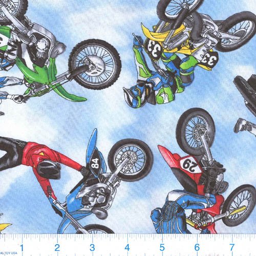 Timeless Treasures Dirt Bikers Sky Blue, Fabric by the Yard