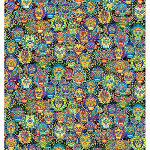 Timeless Treasures Fabrics Novelty Bright Sugar Skulls Multi