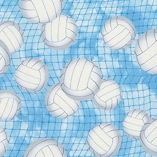 Timeless Treasures Fabrics Score! Sports Blue Volleyball
