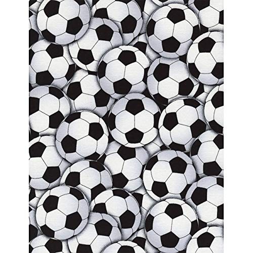 Timeless Treasures Fabrics White Sports Novelty Packed Soccer Balls