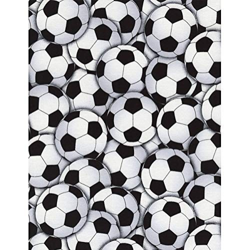 Timeless Treasures Fabrics White Sports Novelty Packed Soccer Balls