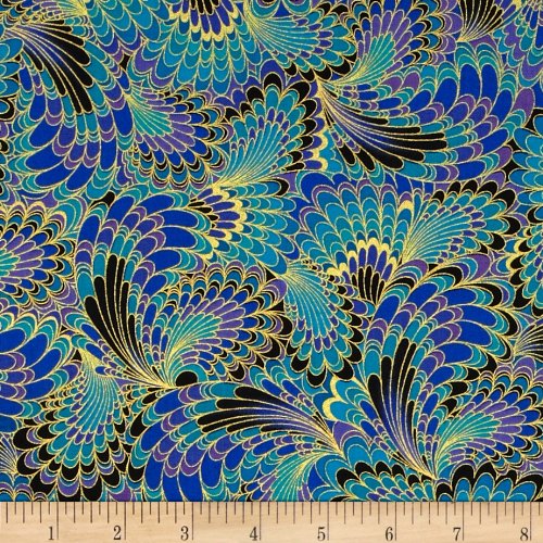 Timeless Treasures Palazzo Metallic Abstract Endpaper Fabric by Th...
