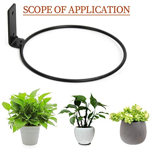 TIMESETL 5 Inch Flower Pot Holder Ring Wall Mounted, Black Metal P...