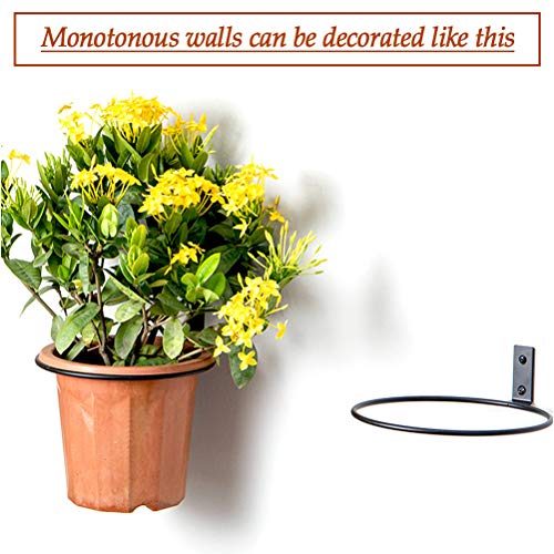 TIMESETL 5 Inch Flower Pot Holder Ring Wall Mounted, Black Metal P...